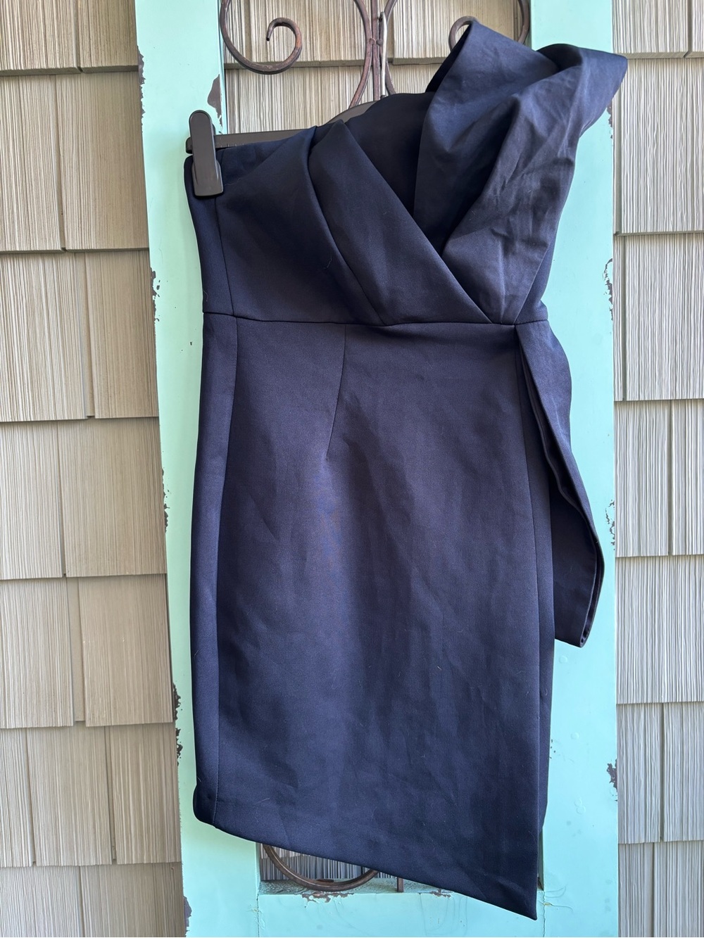 Navy blue Asymmetric Draped Women’s dress evening cocktail dress elegant